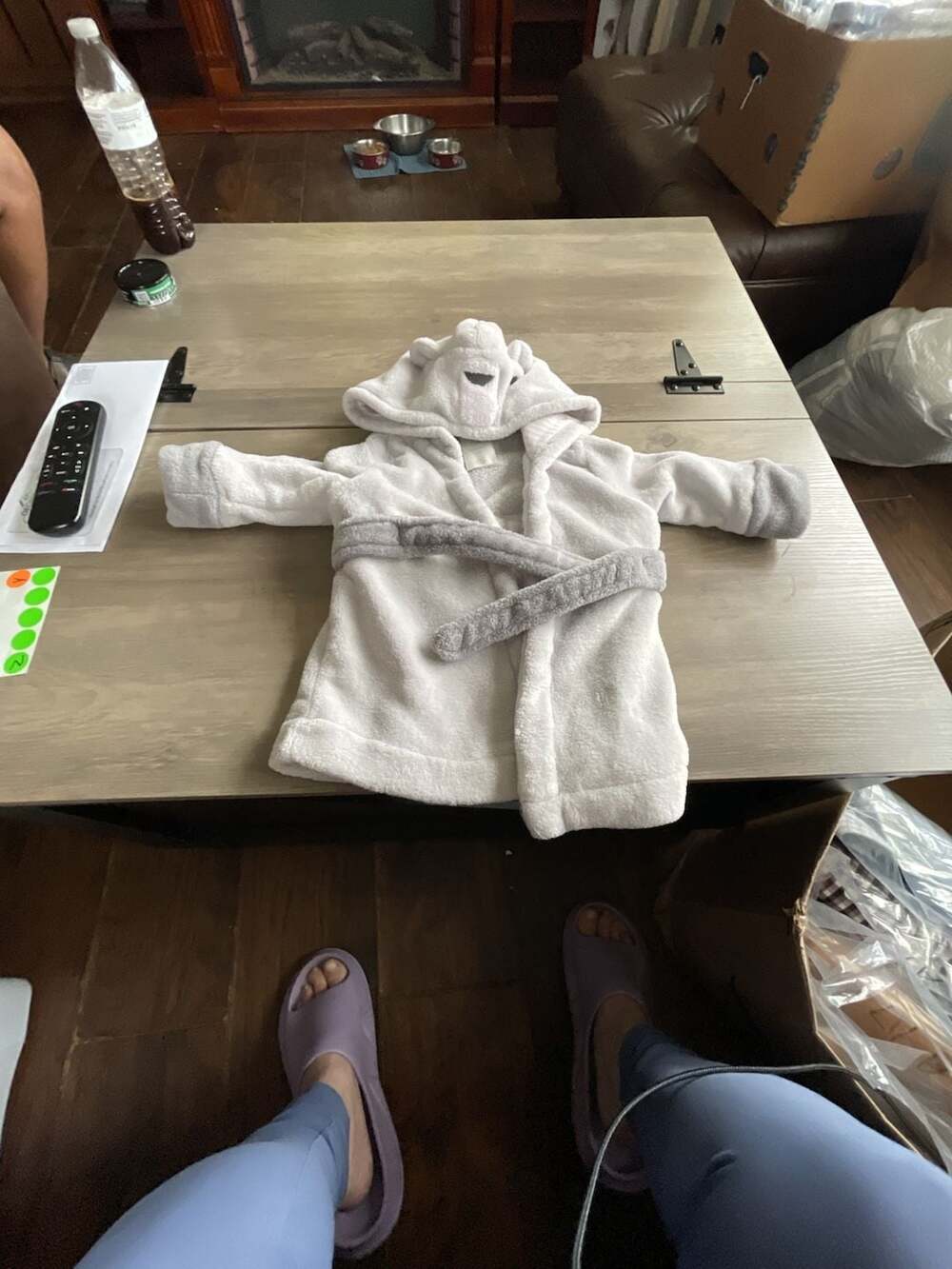 #B5 Cloud Island Polar Bear Hooded Bathrobe Size 6-9M Gray